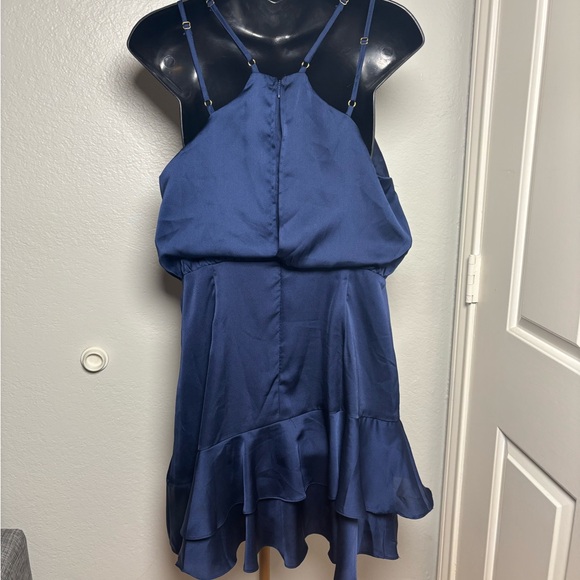 Lulu's Navy Satin Ruffle Mini Dress - Picture 12 of 15
